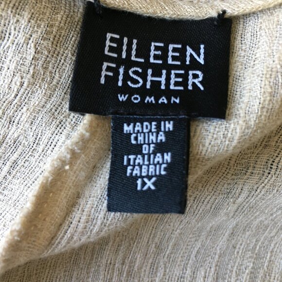 EILEEN FISHER Beige Italian Linen Cotton Blend Textured Pant - Picture 2 of 16